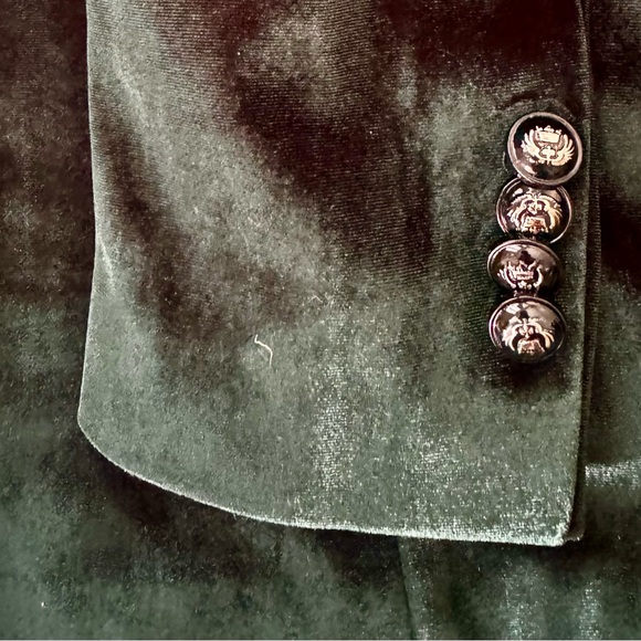 Emerald green Velvet Blazer single breasted formal Wedding Prom Christmas 40R - Picture 10 of 12